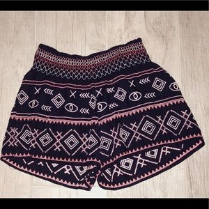 Navy Cloth Patterned Shorts